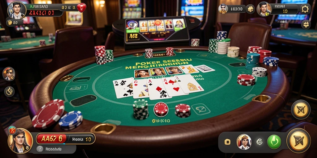 Screenshot gameplay Poker yang mendebarkan di AA62.
