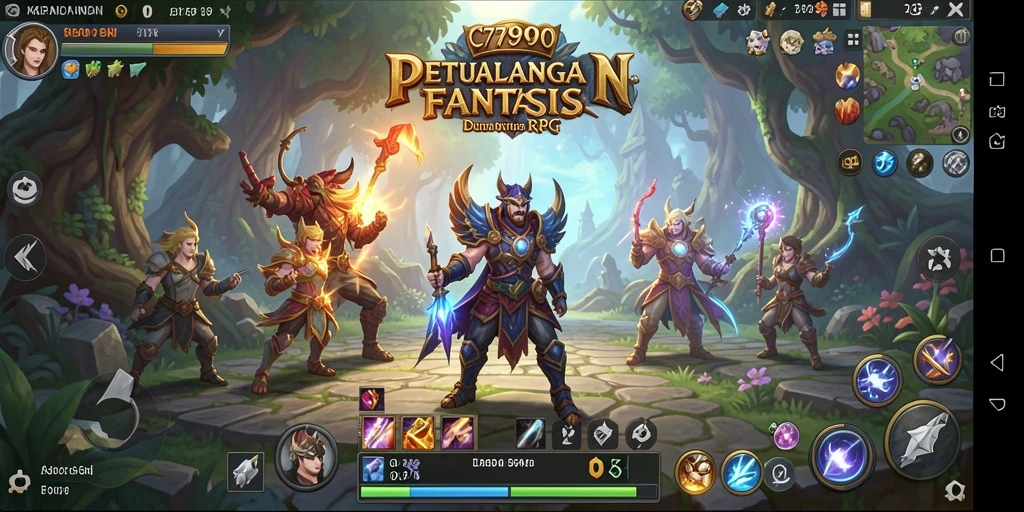 Screenshot utama C7890 menampilkan aksi mendebarkan dalam pertempuran RPG.