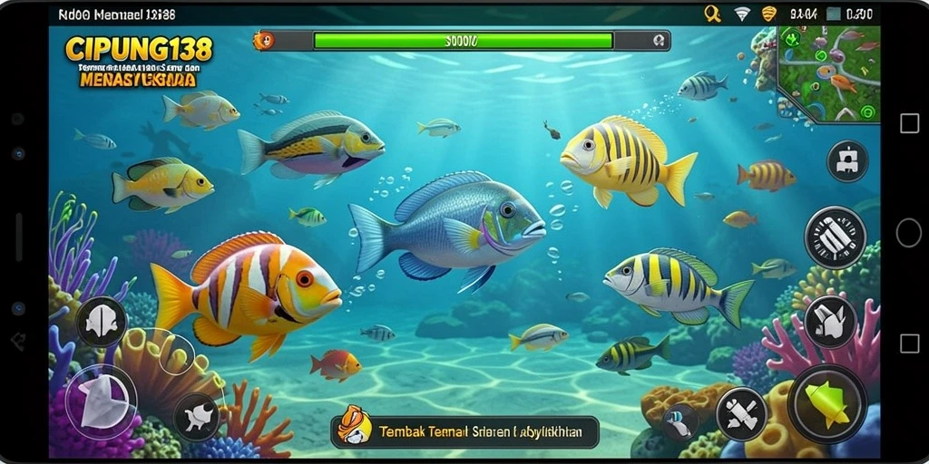 Gameplay seru dalam CIPUNG138 saat menangkap ikan.