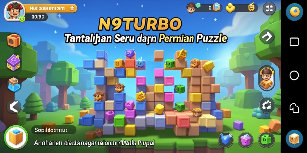 Tangkapan layar gameplay N9TURBO menampilkan level puzzle yang menantang dan warna cerah.