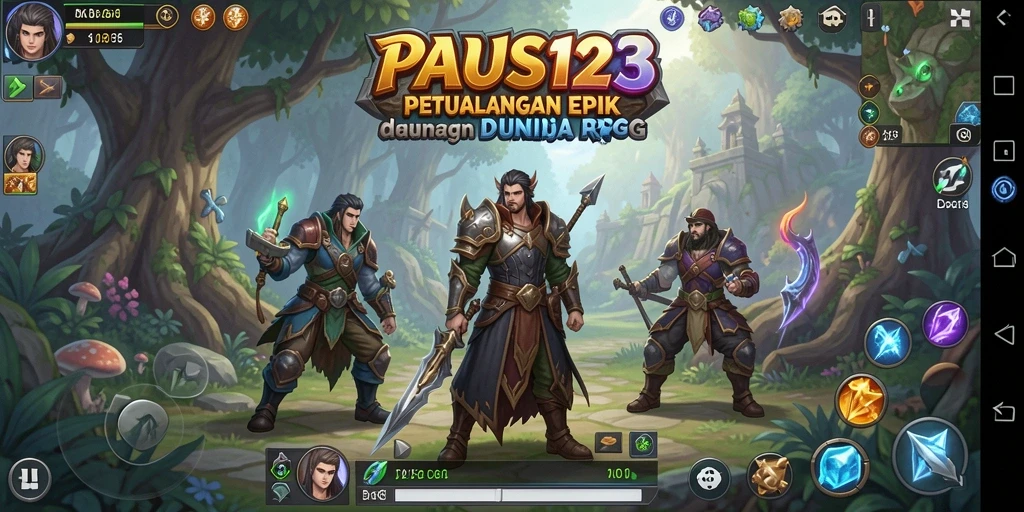 Tangkapan layar utama PAUS123 menampilkan aksi pertarungan yang mendebarkan dalam dunia RPG.
