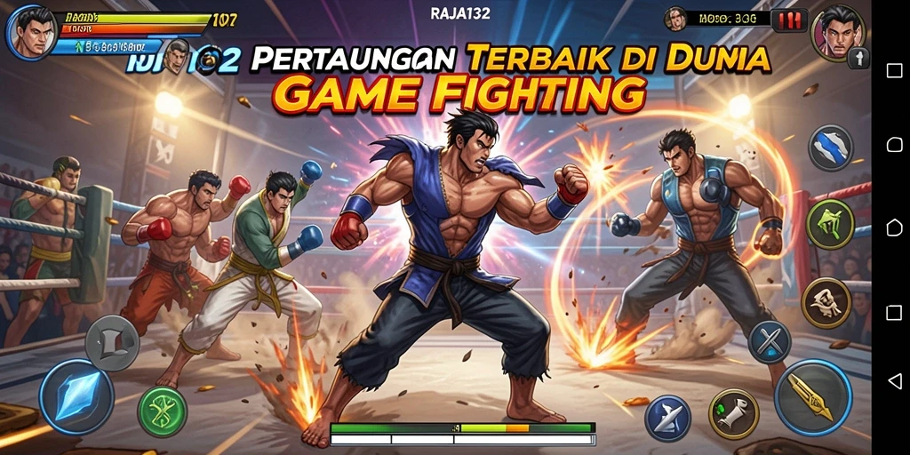 Tangkapan layar utama RAJA132 menampilkan aksi bertarung yang seru dan dinamis.